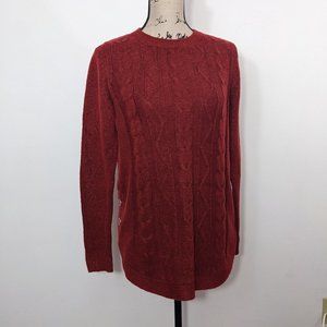 NWT CROFT & BARROW Rusty Red Cable Knit Sweater Acrylic Button Accent Size S